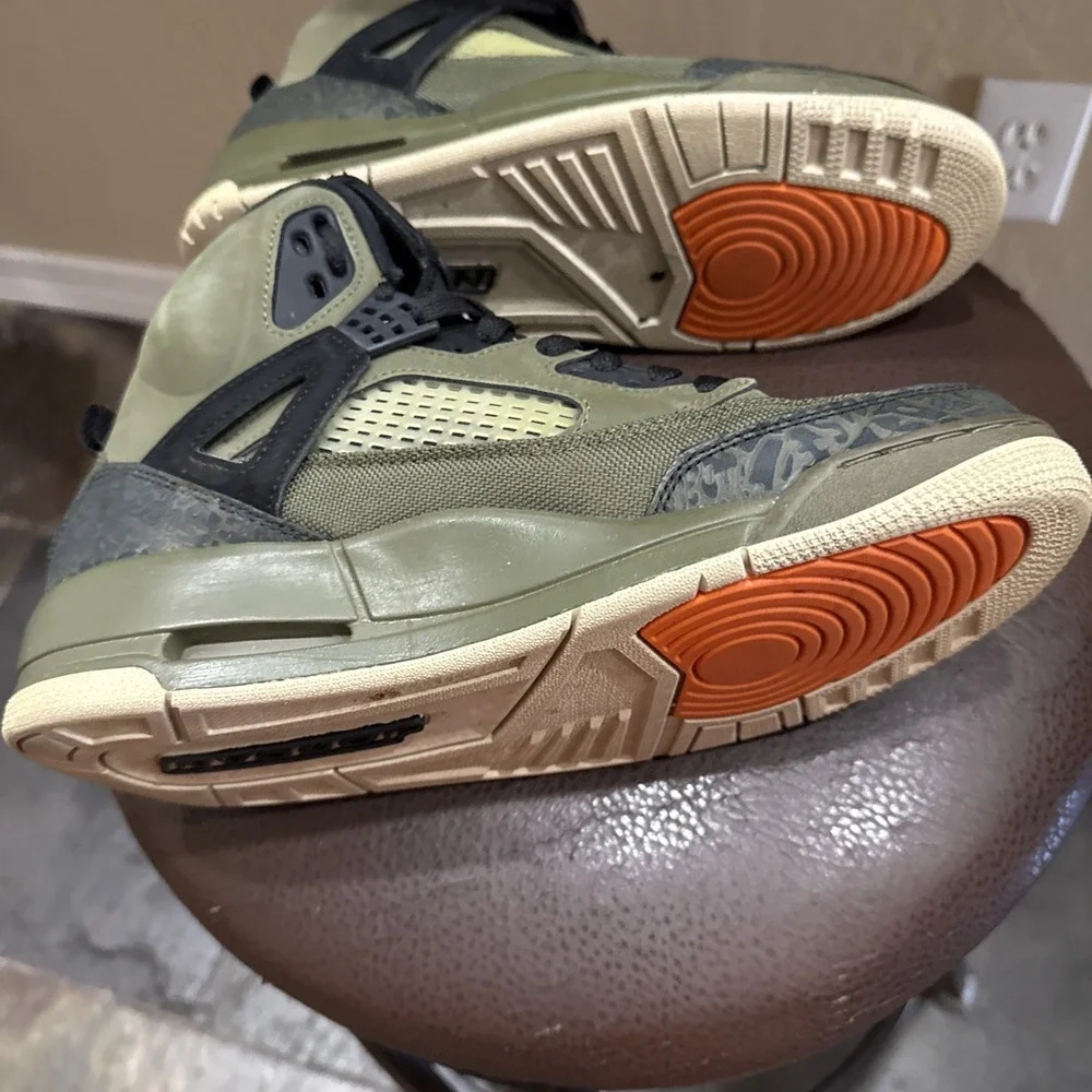 Preowned Jordan Spizike Men's Sneakers Size 9‎ Olive Canvas/Cone Black